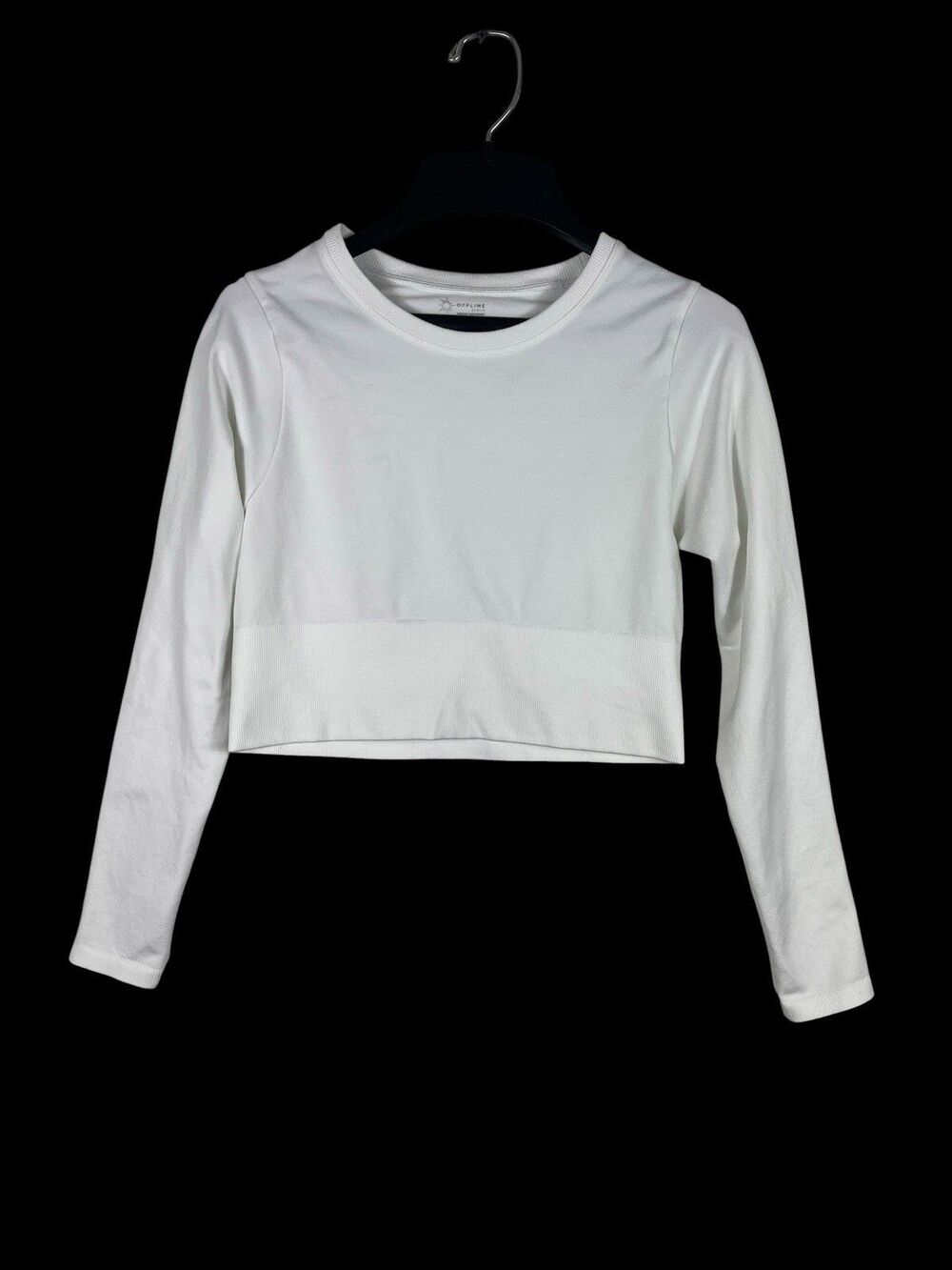 OFFLINE By Aerie Seamless Top Womens M White Cropped Long Sleeve Activewear